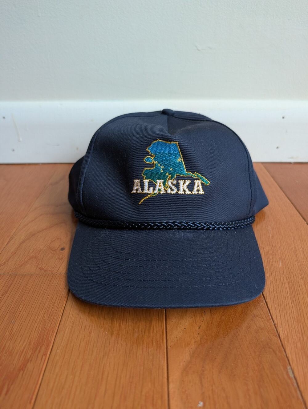 Alaska Vintage 90s Embroidered Snapback Trucker Hat Navy Headliners One Size